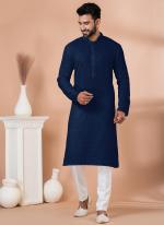 Georgette Navy Blue Festival Wear Sequins Work Readymade Kurta Pajama